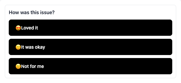 Emoji survey with stacked answers prefixed by an emoji