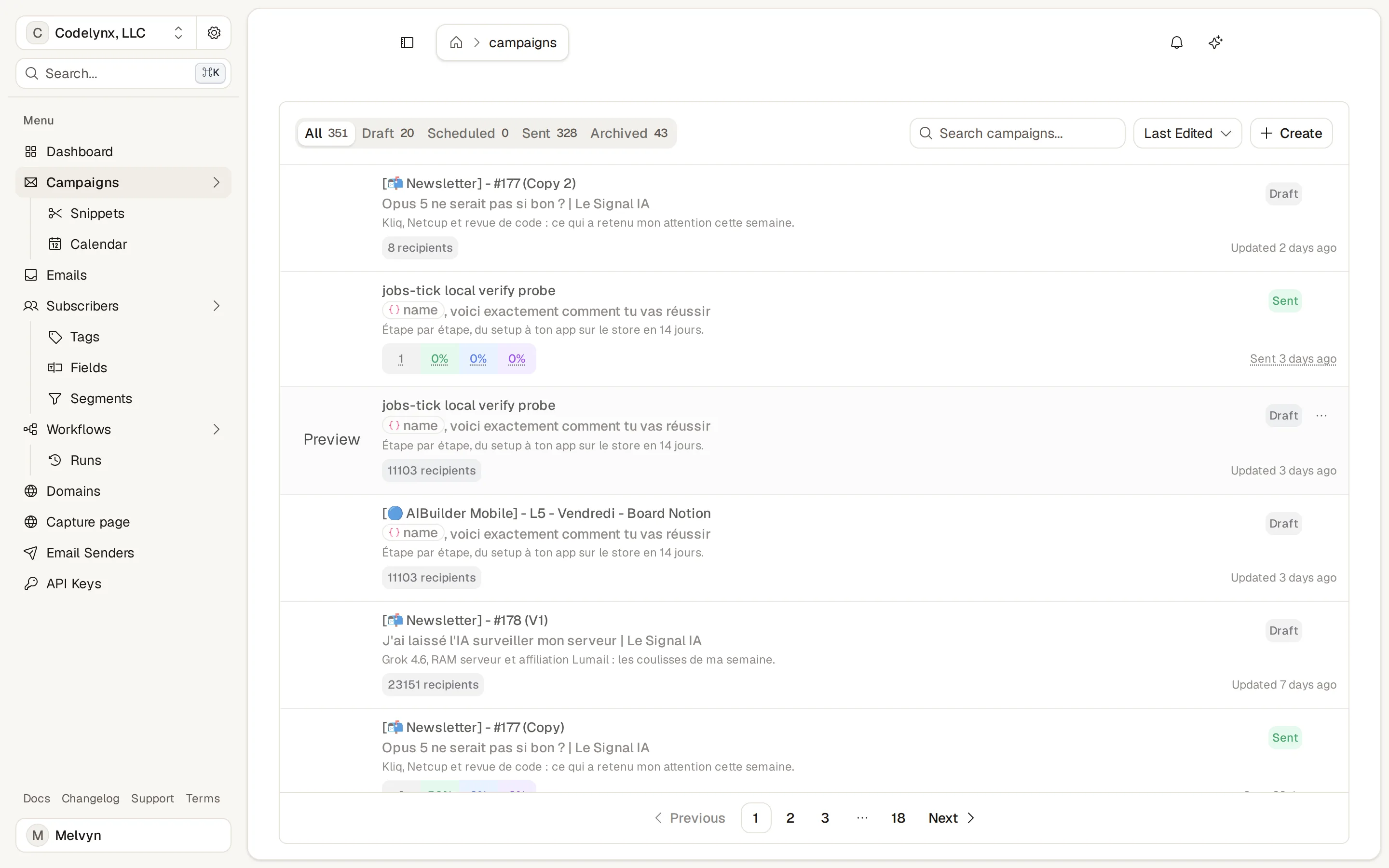 Lumail campaigns inbox